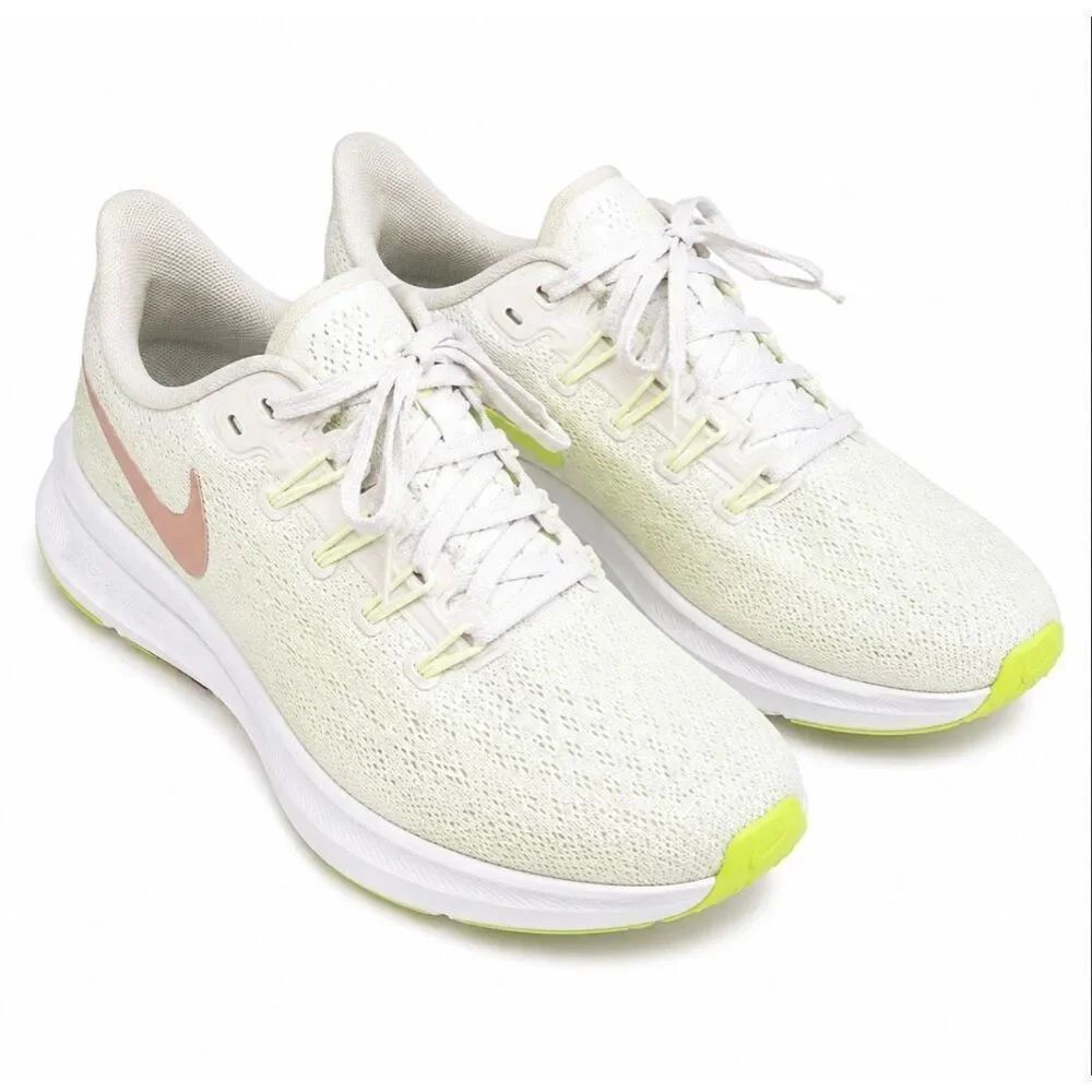 Nike Downshifter Running Shoes White Pink Neon Yellow Mesh Lace Up Sneakers Wome